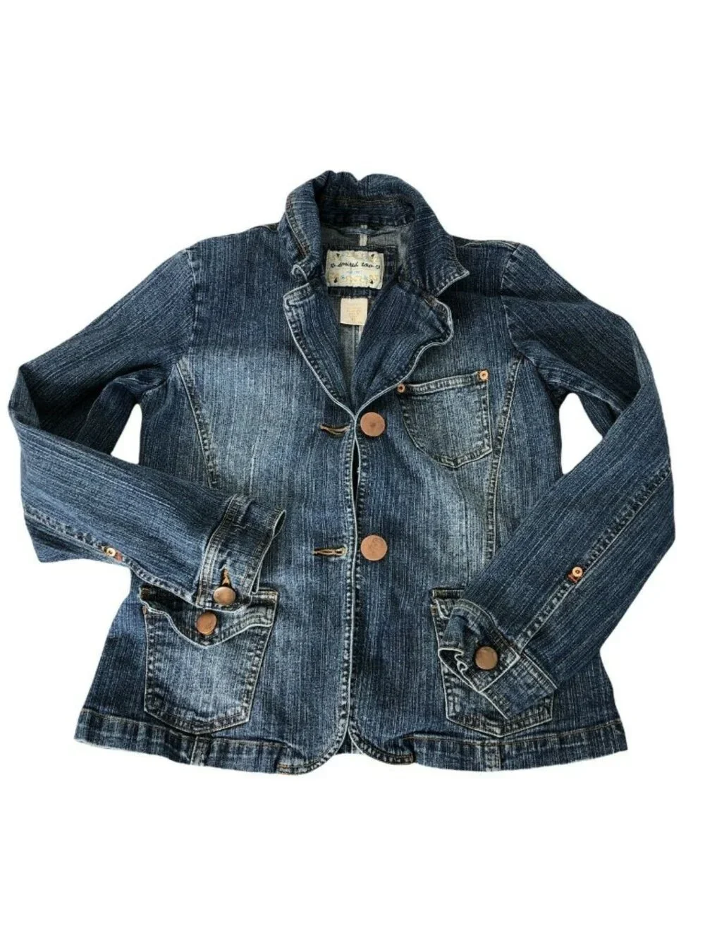 Limited Too Jean Jacket Girls XL Blue Denim Pockets Blazer EUC Princess Seams St